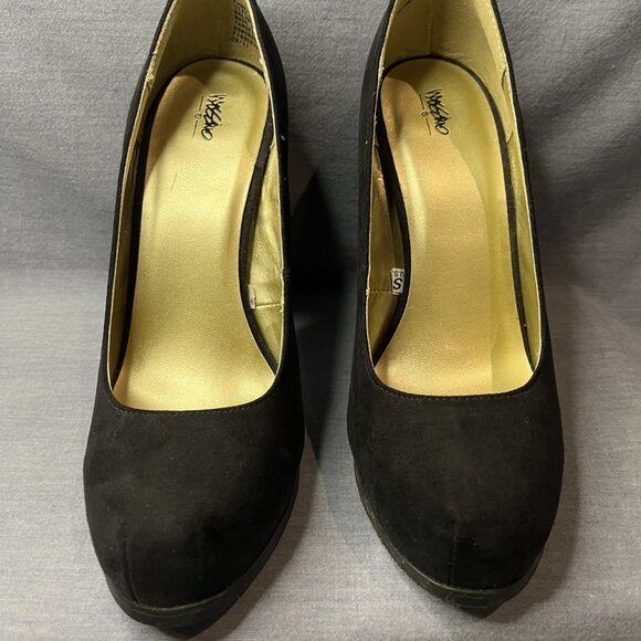Mossimo Vintage Faux Suede Hidden Platform Pumps Black Size 7 VGUC - Picture 1 of 9